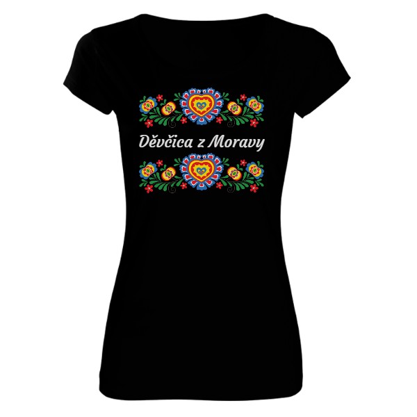 Tričko s potiskem Děvčica z Moravy