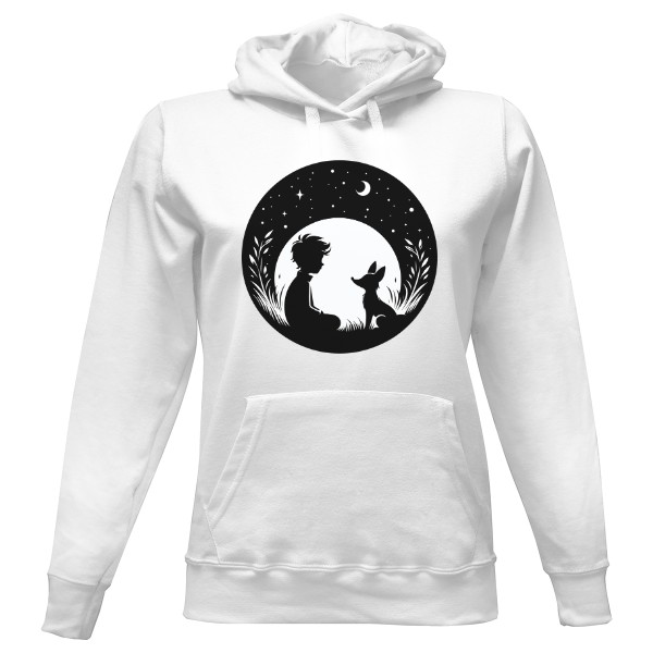 Dámská mikina s kapucí s potiskem malý princ a liška